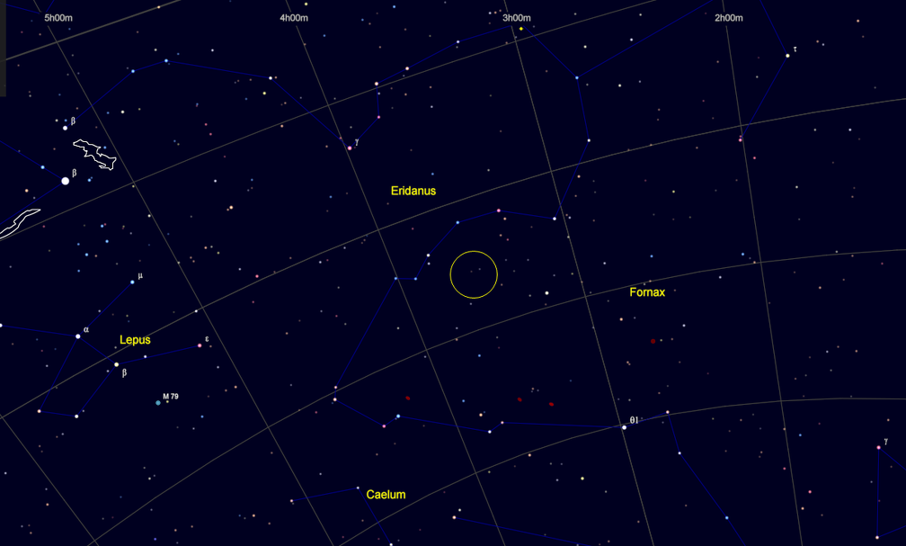 Área donde se localizan NGC 1360, NGC 1371 y NGC 1398
